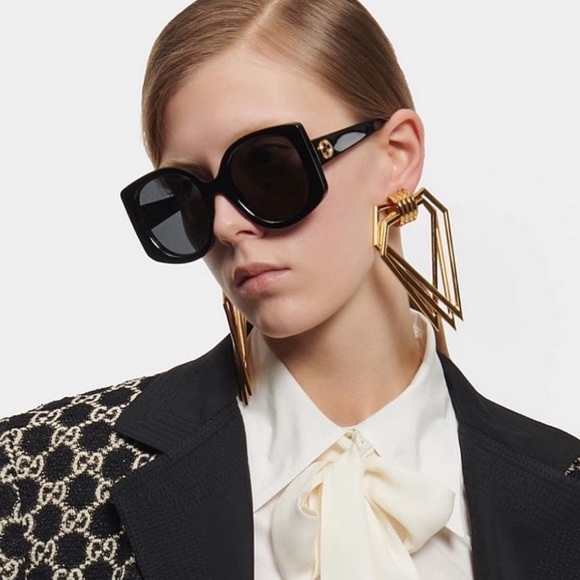 NEW GUCCI GG1257S 001 OVERSIZED BLACK WOMEN SUNGLASSES GUCCI - Picture 1 of 12